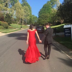 Hemmed for 5”4’ with 2’ heel.  Dry cleaned.